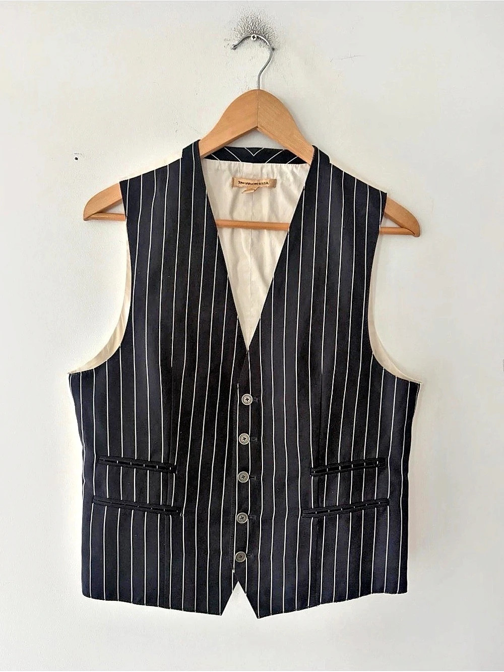 John Varvatos Jacquard Linen Blend Striped Vest Size 36